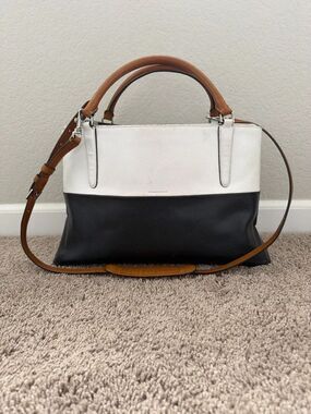 Vintage COACH Borough Bag in Colorblock Boarskin Leather with Crossbody strap